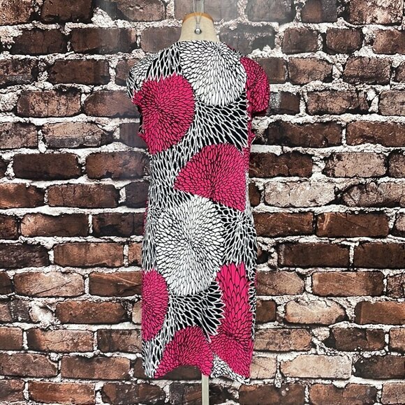 Alfani Dress Big Floral Print Pink White V-Neck Midi Size Large L - Picture 8 of 16